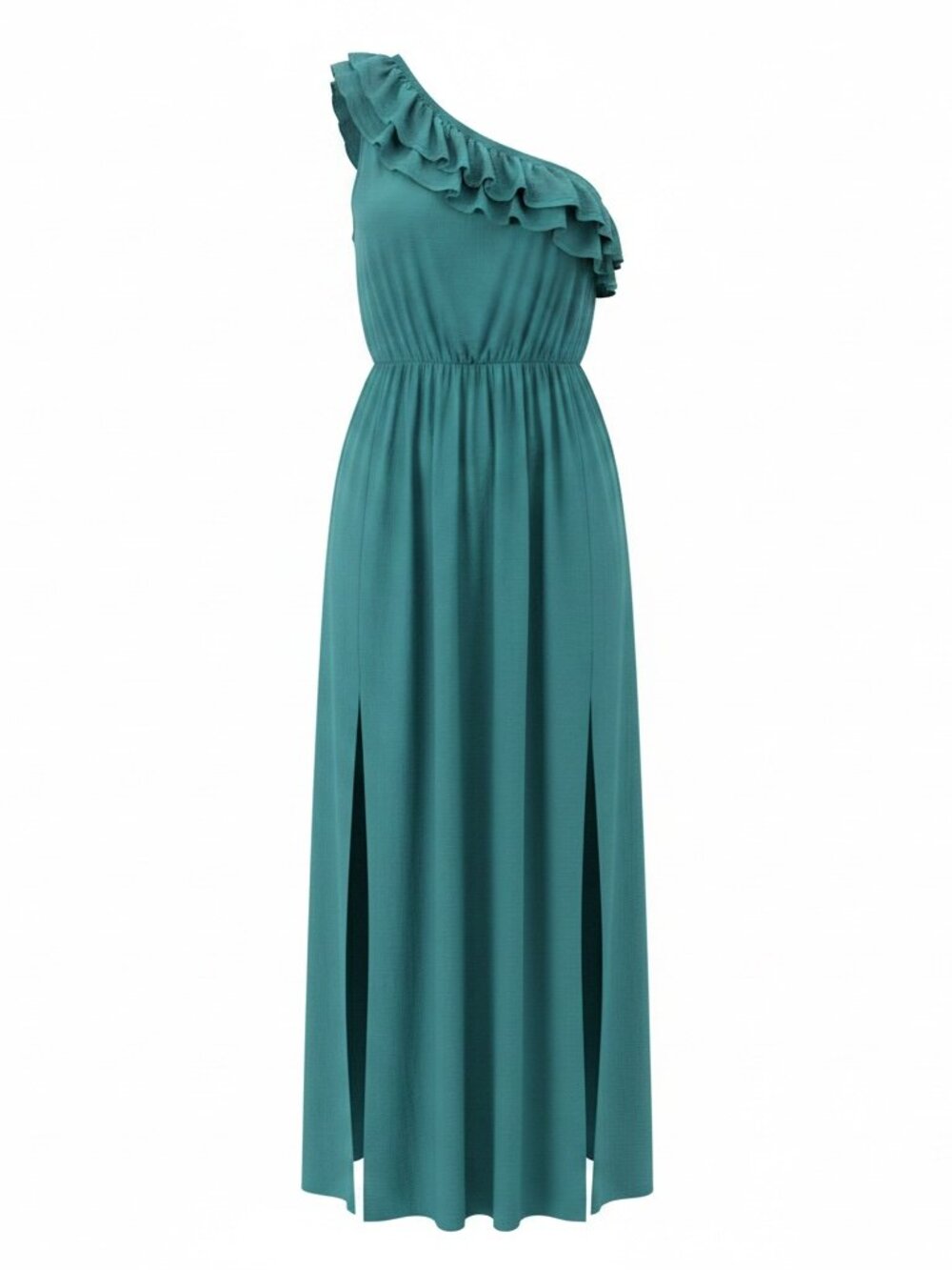 Perfectly Priscilla Teal One Shoulder Maxi